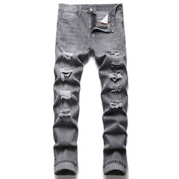 Jeans da uomo strappati multipli 2022 Nuovi pantaloni in denim dritti slim fit Moda Casual Streetwear Taglia 28-40 Vaqueros de hombre