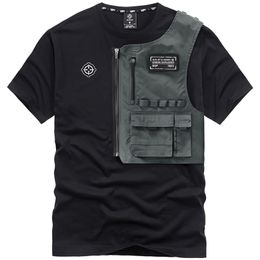 Summer Short-Sleeved T-Shirt Men 's Round Neck Base Shirt Loose Mechanical Style Workwear Tops 220325