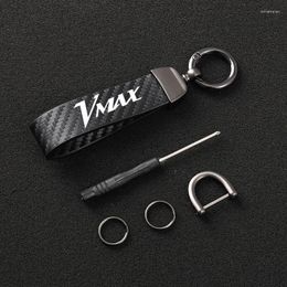 Keychains High-Grade Leather Motorcycle Keychain Horseshoe Buckle Jewelry For Yamaha VMAX 1200 1700 VMAX1200 VMAX170 Miri22