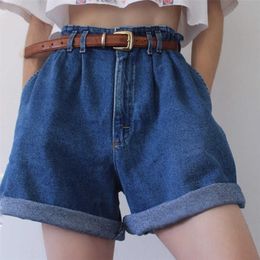 Jean Shorts Woman High Waist Plus Size Blue Streetwear Denim Shorts Woman Fashion Casual Vintage Summer Denim Shorts 210702