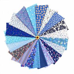 mixed 20design blue flower Printed Cotton Fabric for Handmade Sewing Material Patchwork Curtain Needlework DIY craft 2030cm T200812