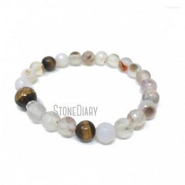 Beaded Strands WMB39923 White Agate And Tiger Eye Bracelet Natural Boho Chic To Match Your Mala Beads Yoga Inte22