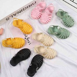 Sandals Kids Girls Cut-Outs Anti-Slippery First Warker Breathable Jelly Shoes Pvc Summer Toddler Boy Sandals Solid Cute Colourful G220523