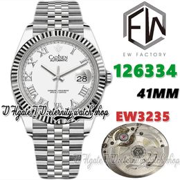 EWF V3 ew126334 Cal.3235 a3235 Automatic Mens Watch 41MM White Roman Dial 904L Stainless Steel Bracelet With Same Serial Warranty Card Super Edition eternity Watches