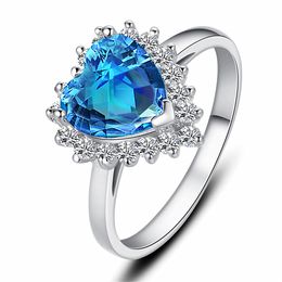 Heart Of Ocean Crystals Rings For Women Wedding Party Bride Fine Jewellery Silver Ring