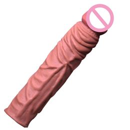 Realistic Penis Skin Feeling TPE Semen Lock Sleeve Cover Dildo Enlarger Delay Man Adult sexy Toys Products Beauty Items