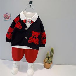 Clothing Sets Spring Autumn Baby Boys Kids Clothes Cute Bear Coats T Shirt Pants Outdoor Toddler Infant Children Casual CostumeClothing