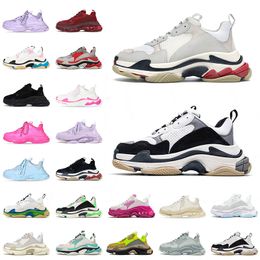 Hotting Selling Triple S Casual Shoes Luxury Old Grandpa Clear Sole Lavender Black Watermark Wine Red Cherry Blossom Powder Womens Mens Platform Sneakers Trainers