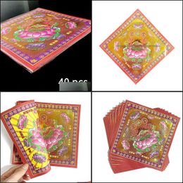 Chinese Style Products Arts Crafts Gifts Home Garden 80Pcs Lotus Gold Double Sided Joss Incense Paper- Ancestor Money-Joss Paper Good Luc