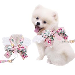 Dog Collars & Leashes Puppy Bowknot Harness Set Cute Kitten Vest Cat And Leash For Small Medium Dogs ChihuahuaDog