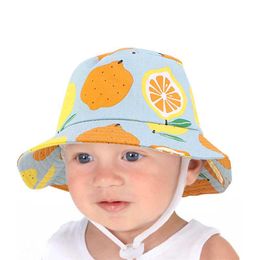 Berets Baby Sun Hats Toddler Hat UPF 50+ Bucket For Kids Summer Outdoor Protect Cute Print With Adjustable Button