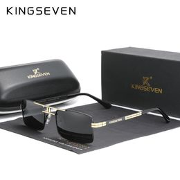 Arrived KINGSEVEN Polarized Sunglasses Stainless Steel Vintage Frame Brand Rectangle Design Driving Fishing Sun glasses N760 220511