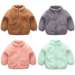 0-5Yrs Fleece Jackets For Children Girls Warm Autumn Kids Girls Long Sleeve Plush Inner Coats Winter Clothing Outfits J220718