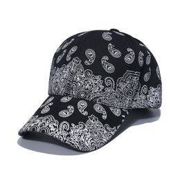 New Black White Paisley Print Adjustable Baseball Cap Hip Hop Punk Velcro Unisex Spring Summer Outdoor Dad Hat Mens