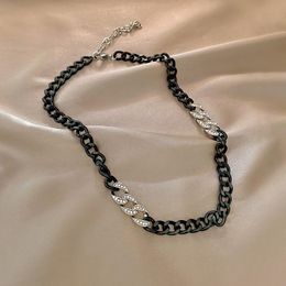 Chokers European And American Trends 316L Stainless Steel Hip Hop Style Cuban Rough Chain Necklace For Women Girl Zircon Jewelry Ins