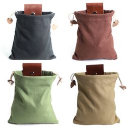 1pc Portable Outdoor Foraging Bag Fruit Picking Pouch Collapsible Berry Puch Storage Leather Bushcraft Canvas Bag Hiking Camping 0622