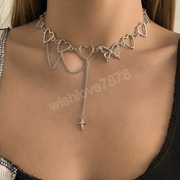 Boho Cute Butterfly Cross Pendant Necklace Women Fashion Retro Simple Heart Clavicle Necklaces Girls Charm Jewellery