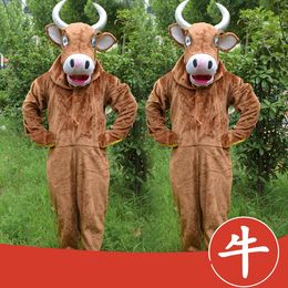 Brown Water Buffalo Wild Ox Cattle Calf Mascot Costume Fancy Dress Costumes Adult Suit Size for Halloween Party Event