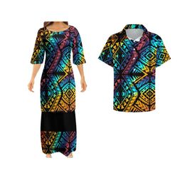 Günlük Elbiseler Özel Desen Moda Kadınlar Kulübü Bodycon Samoan Puletasi Polinezya Geleneksel Kabile Tasarım Elbise 2 Parça SetRahat