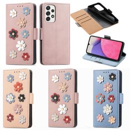 3D Flower Leather Wallet Cases For Samsung S22 Ultra Plus A13 5G A33 A53 A03 Core A73 A23 M33 F23 M23 M53 M52 A03S 165.8MM Credit ID Card Slot Holder Flip Cover Fashion Pouch