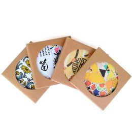 500pcs Kraft Paper Coaster Packaging Box With Window DIY Gift Boxes for Ceramic Cup Mat Mug Pad Packaging