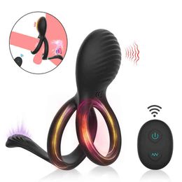 Vibrator Sex toys Massager Double Penis with 7 Vibrating Rings Men's and Lovers' Retractable Toys Prostate KMKT