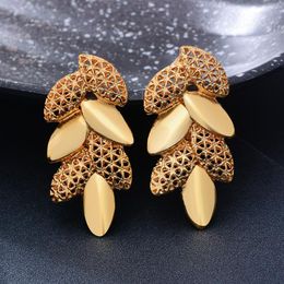 dubai 24k gold UK - Hoop & Huggie Ethiopia Dubai 24k Gold Color Earrings For Women African Party Israel Wedding Gifts GiftHoop