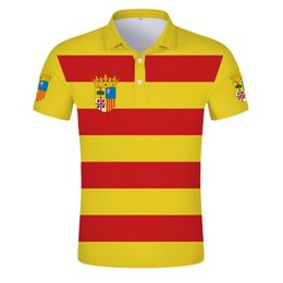 Aragon Polo Shirt Free Custom Made Name Number Zaragoza Polo Shirt Print Text Word Teruel Huesca Spain Alagon Spanish Clothes 220702