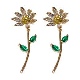 Dangle & Chandelier Elegant Simple Branch Sunflower Earrings For Women Ladies 2022 New Beautiful Jewellery