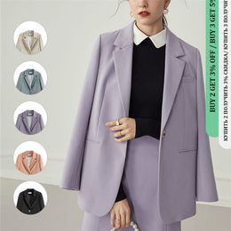 FSLE Multicolour Autumn Winter Casual Blazer Women Office Lady Black Jacket Blazer Oversize Female Purple Blazer Coat 220402