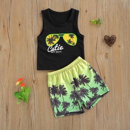 Clothing Sets Est Arrival Kids Boy Summer Vest Shorts Suit Infant Toddler Fresh Letter Sunglasses Sleeveless Tops Coconut Tree Short PantsCl