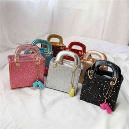 Kids Habdbags est Korean Girls Mini Princess Purses Tote Fashion Classic Good Quality Sequins Chain Cross-body Bags Gifts