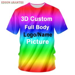 Custom T Shirts Design Your Own Brand Custom Text T Shirt Unisex Personalised Image Custom 3d print Tshirt Plus Size S-7XL 220619