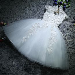 Girl's Dresses White Tulle Sequin Flower Girl For Wedding Party Formal Gown Kids Girls Princess Events Clothes