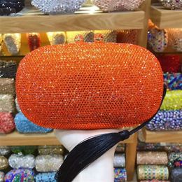 XIYUAN orange Clutch Bag Crystals Women Wedding blue Diamond Evening Holiday Ladies Party gold small Purse MINAUDIERES 220527