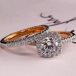 Wedding Rings Bridal 2PCS/Sets For Women Rose Gold Colour Inner Romantic Engagement Proposal GirlfriendWedding Rita22