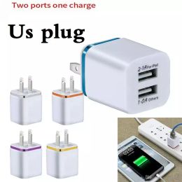 5V 2.1A EU US AC Home Travel Wall Charger Power Adapter Plugs för iPhone Samsung S8 S10 Obs 10 HTC Android Phone PC Mp3