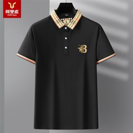 Mens Summer t shirtSpot Embroidery Solid Colour Shortsleeved Casual Fashion Business Mens Polo Shirt 220608