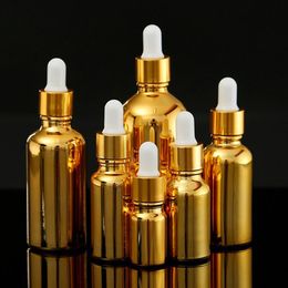 10-100ML Gold Swell Glass Aromatherapy Liquid Essential Massage Oil Pipette Refillable Bottles Empty Spray Bottle Travel Bottles