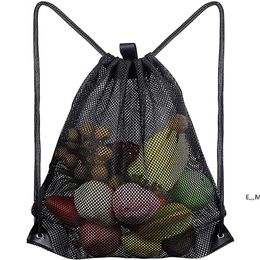 Home Storage Bags Reusable Shopping Bag Fruit Vegetables Grocery Shopper Tool Mesh Fabric Drawstring Sack GCB14962