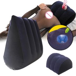 Hot Comfortable sexy Cushion Velvet Surface Multifunctional Inflatable Back Rest Toy with Vibrator Slot for Adults