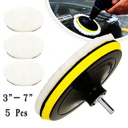 5pcs Universal Car Polish Pad 3/4 Inch Soft Wool Machine Waxing Sponge Polisher Car Body Polishing Discs Detailing Cleaning Tool