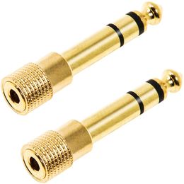 Cable 6.35mm (1/4 inch) Male to 3.5mm (1/8 inch) Female Stereo Audio Adapter Gold Plated, 2 Pack
