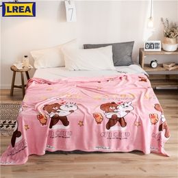 LREA 4sizes pink fleece blanket for bed winter decorations for home bedding children bed cover bedspread blanket T200901