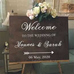 Simple Design Decal Custom Couple Names Wall Stikcer Welcome Wedding Sign Vinyl Decals Marriage Ceremony AZ818 220621