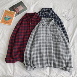 Men's Casual Shirts Plaid Oversized Long Sleeve Shirt Men Women Flannel Burr Harajuku Male Strip ShirtsMen's