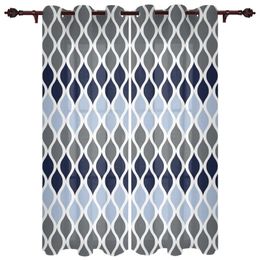 Curtain & Drapes Moroccan Texture Navy Blue Gradient Modern Window Curtains Living Room Bathroom Kitchen Household ProductsCurtain