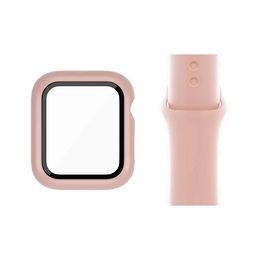 애플 워치 밴드 용 유리+스트랩 44mm 40mm 38mm 42mm 화면 보호기+케이스+벨트 액세서리 브레이슬릿 iWatch 시리즈 6 5 4 3 SE