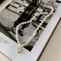 Pendant Necklaces LouLeur 925 Sterling Silver Baroque Pearl Pendants Necklace Simple Design Wild Elegant Charm For Women JewelryPendant