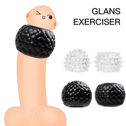 2pcs As One Set Glans Sleeve Cock Ring Lock Reusable Penis Delay Ejaculation Male Ball Stretcher sexy Toy Men